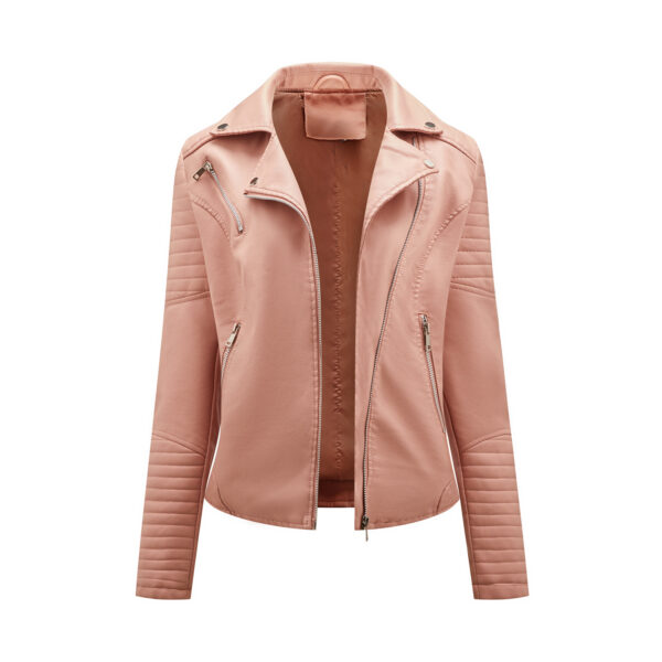 Women’s Pink Biker Shoulders Fashion Leather Jacket