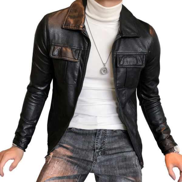 Men’s Black Biker Moto Rider Smooth Leather Jacket