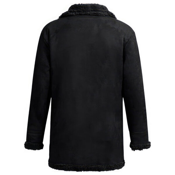 Men’s Black Genuine  Military Leather Coat - Image 2