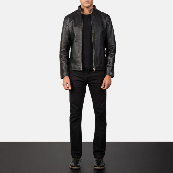 Black Real Leather Biker Jacket For Men