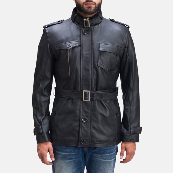 Hunter Black Sheepskin Leather Jacket For Men