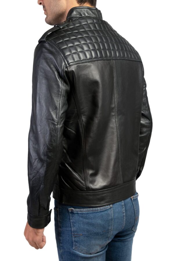 Real Leather Biker Jacket-Black For Men - Image 2