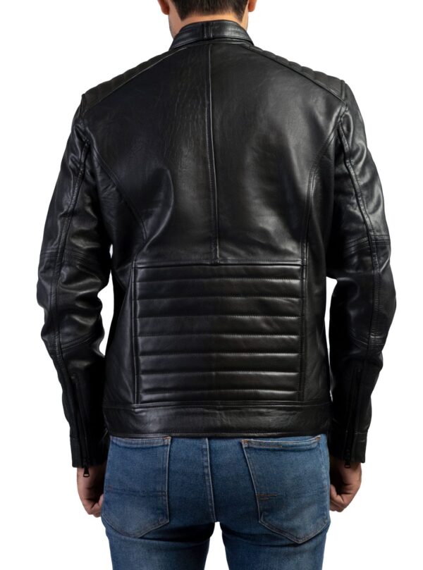 The Bravo Mens Genuine Leather Jacket-Black - Image 3