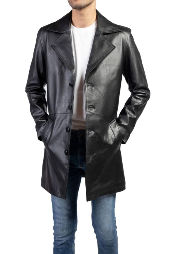 "Finest Genuine Leather Trench Coat for Men"