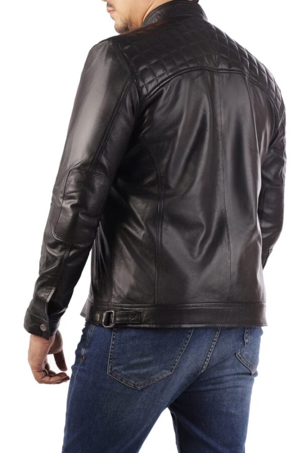 Men's vintage real leather Biker jacket - Image 3