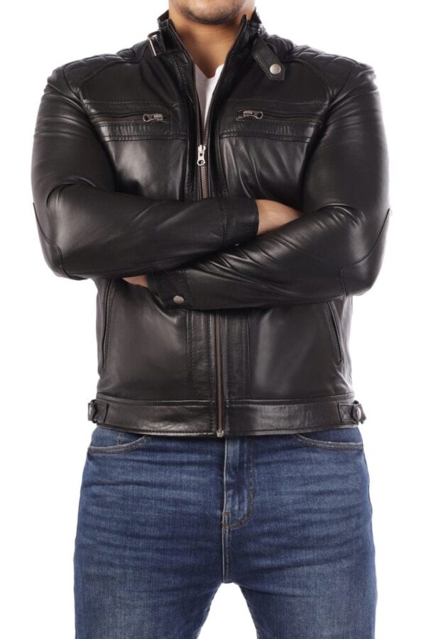 Men's vintage real leather Biker jacket