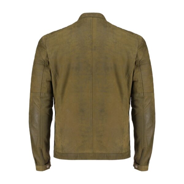 Men's Green Leather Jacket with Velvety Touch - Image 3