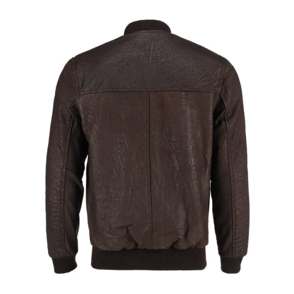 Mens Real Bomber Leather Jacket in Saddle Brown - Image 3