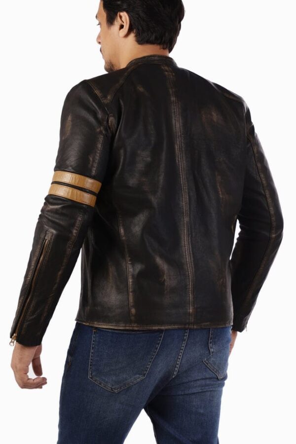 Black Racer Genuine Lambskin Leather Jacket For Mens - Image 3