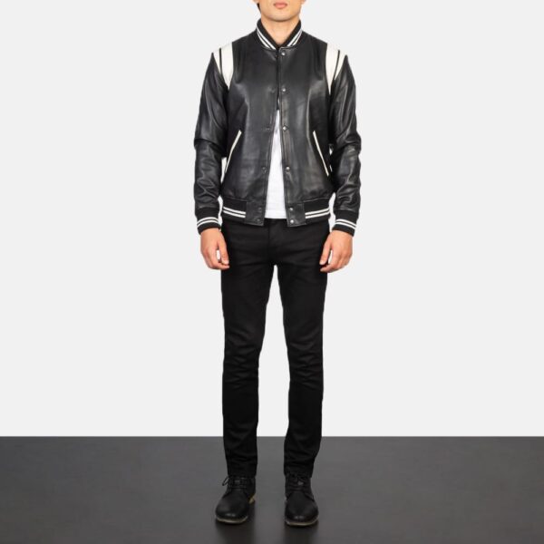 Men's Black Leather Varsity Jacket