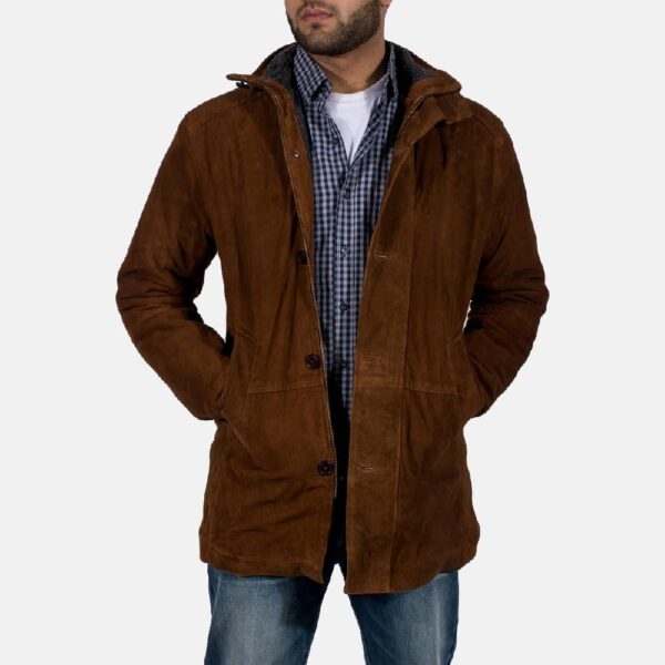 "Classic Brown Suede Coat For Mens"