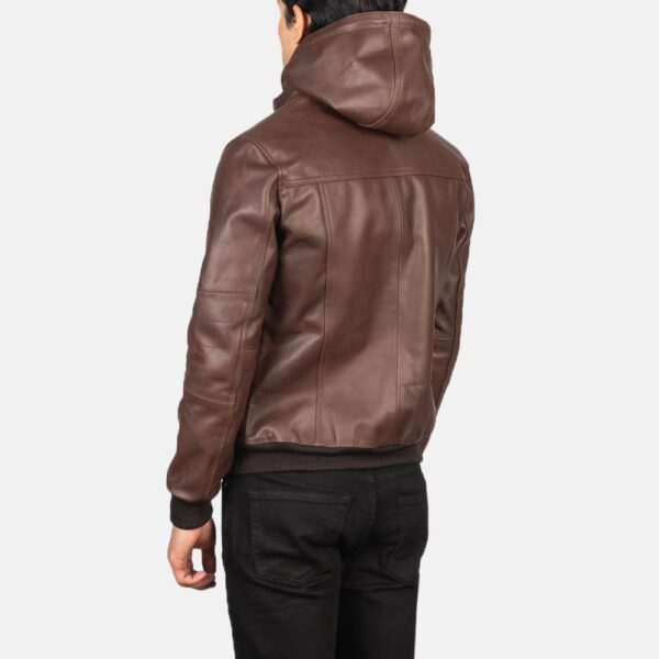 Bouncer Biz Brown Leather Bomber Jacket For Mens - Image 2