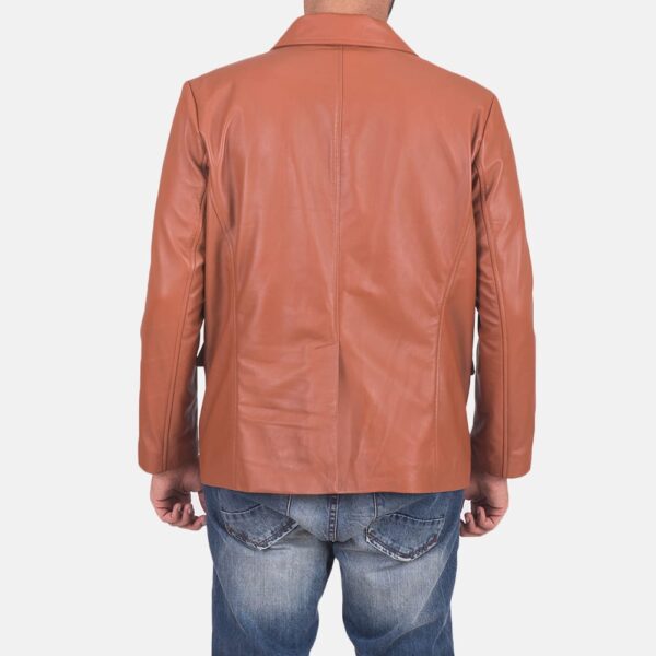 "Stylish Tan Brown Leather Blazer For Mens" - Image 2