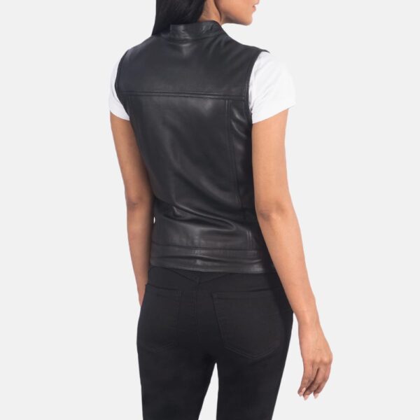 "Moto Black Leather Blazer For Womens" - Image 2