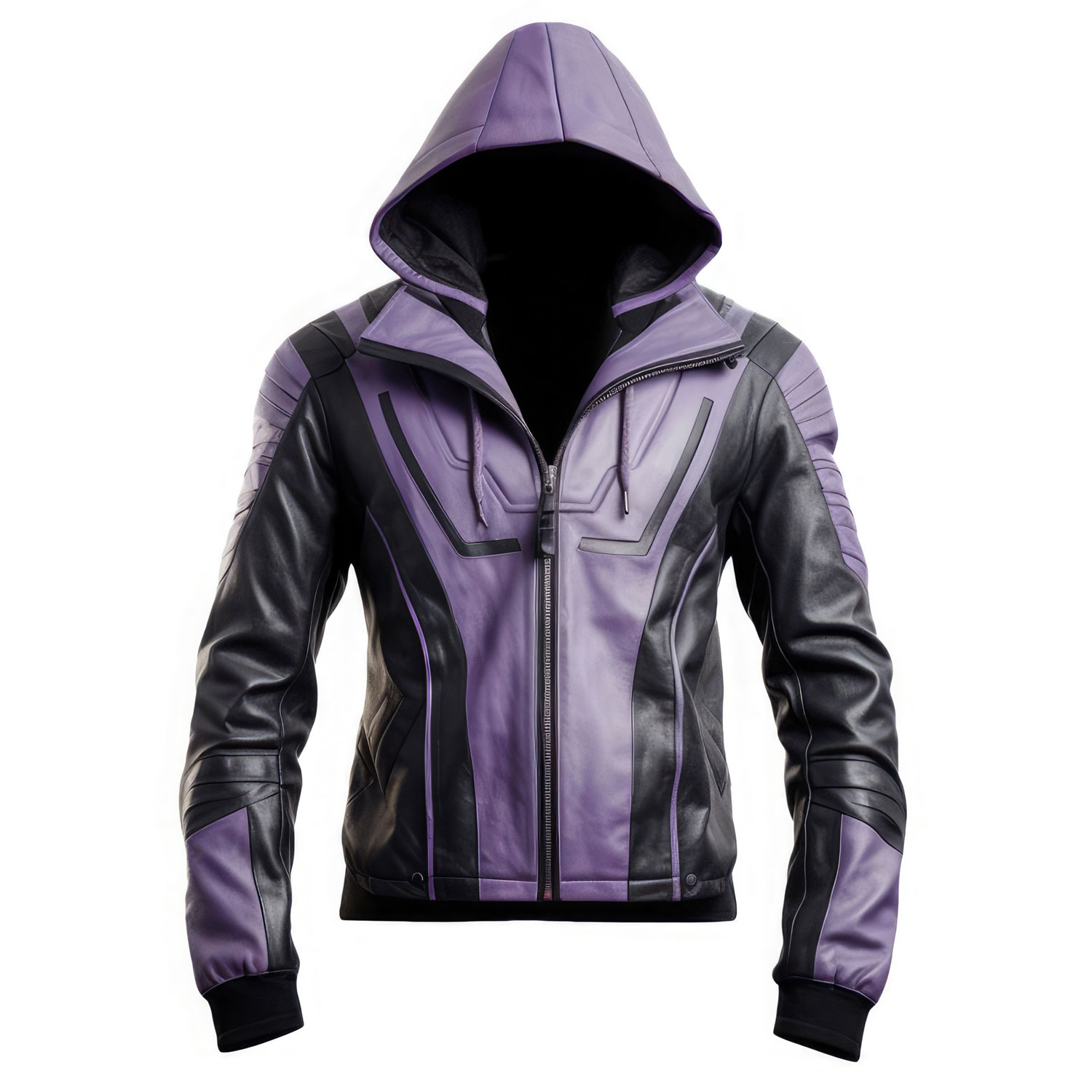 Men’s Charcoal Grey Purple Bomber Leather Jacket