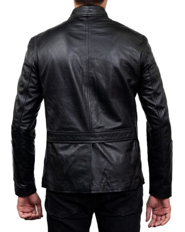 Men Lambskin Real And Genuine Leather Blazer-Black - Image 3