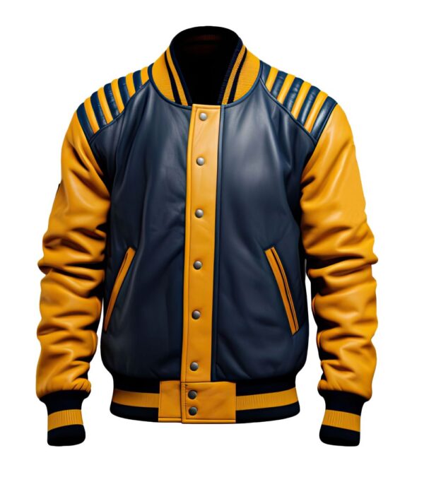 Men’s Blue Mustard Slim-fit  Biker Leather Jacket