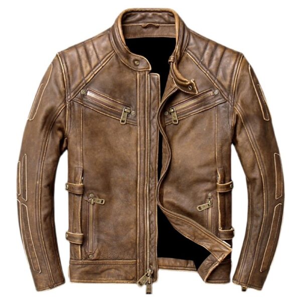 Men’s Vintage Brown Motorcycle Biker Leather Jacket