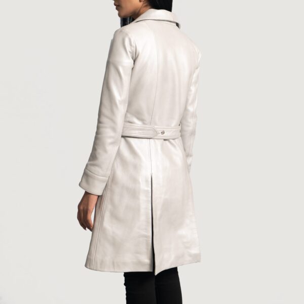 Moonlight Silver Leather Trench Coat or Her - Image 3