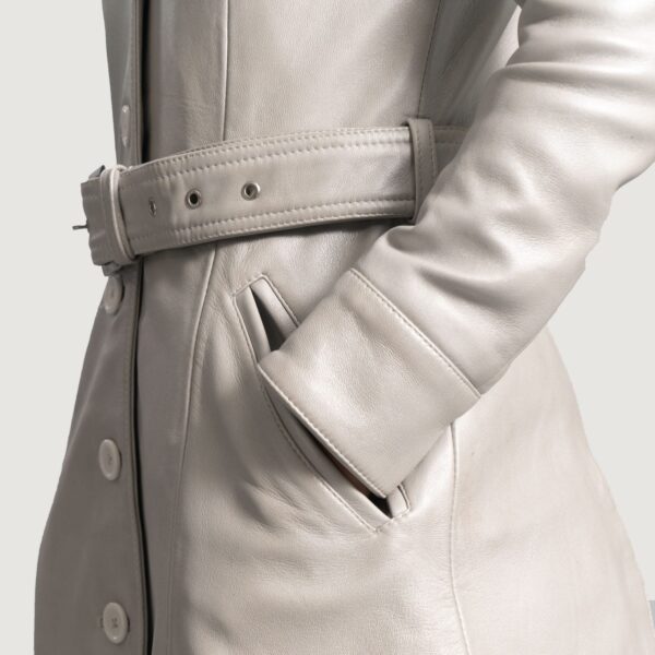 Moonlight Silver Leather Trench Coat or Her - Image 2