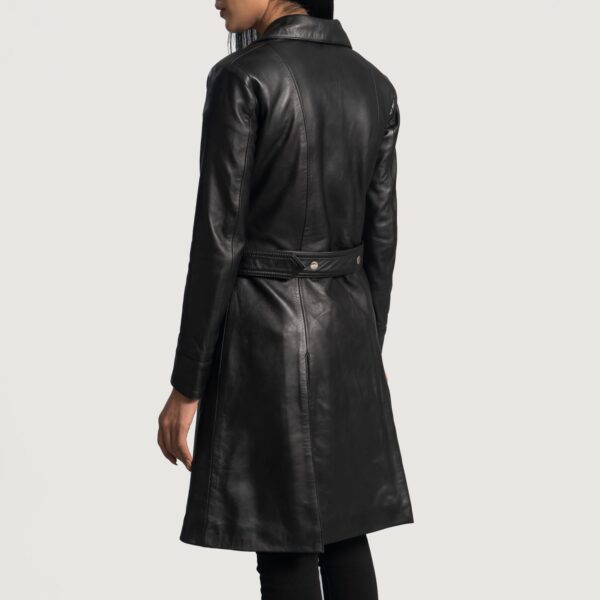 Moonlight Black Leather Trench Coat For Her - Image 4