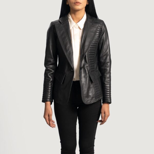 Black Leather Blazer For Boss Lady