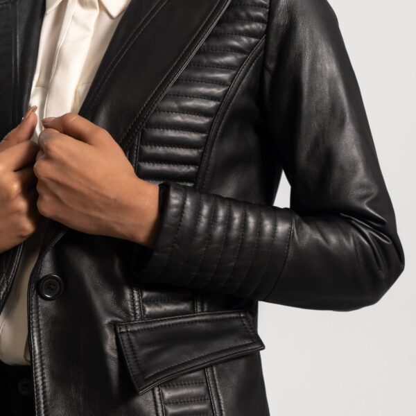 Black Leather Blazer For Boss Lady - Image 2