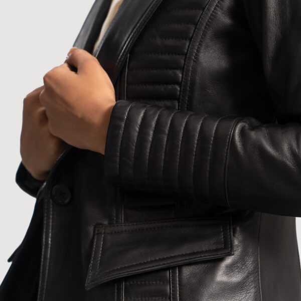 Black Leather Blazer For Boss Lady - Image 3